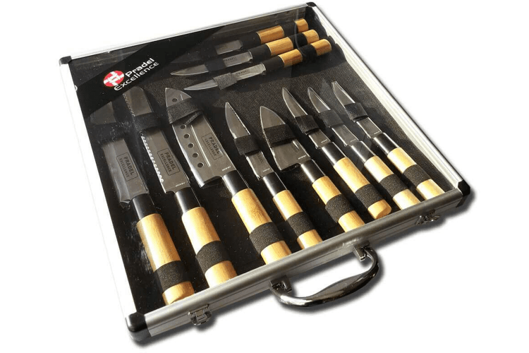 Valise de 11 couteaux type japonais pradel excellence